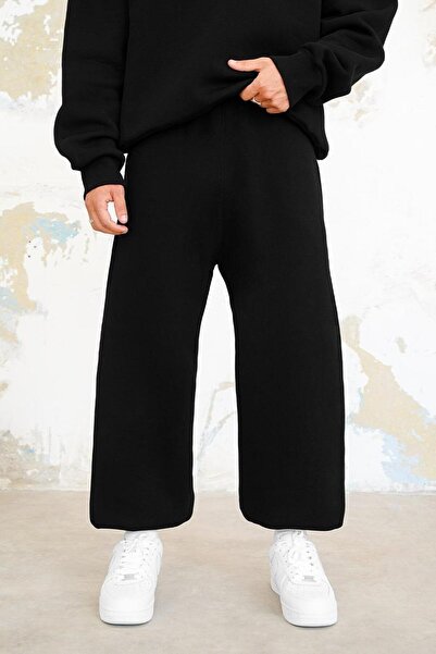 HAFKA Black Cozy Basic Leg Elastic Oversize Sweatpants