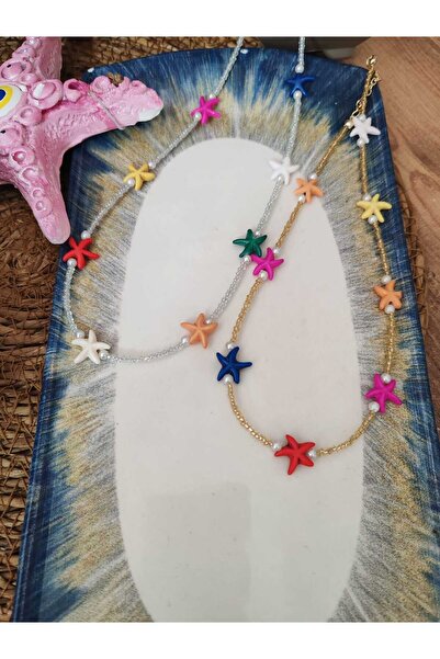 elbi bijuteri Deniz yıldızlı kum kolye ikili set