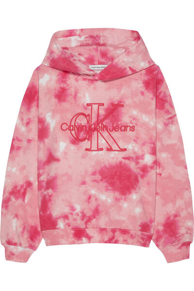 Calvin Klein TIE DYE MONOGRAM HOO Kadın Pembe Hoodie
