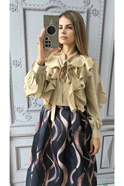 GLAMSI Shirt with decorative ruffles