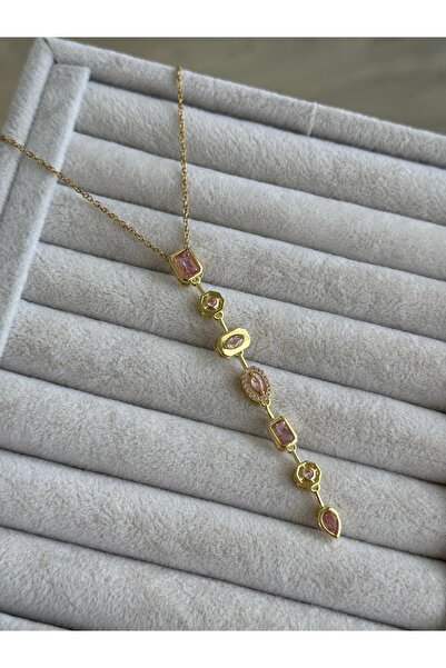 İREM YILDIZ Çelik Gold Pembe Y Kolye