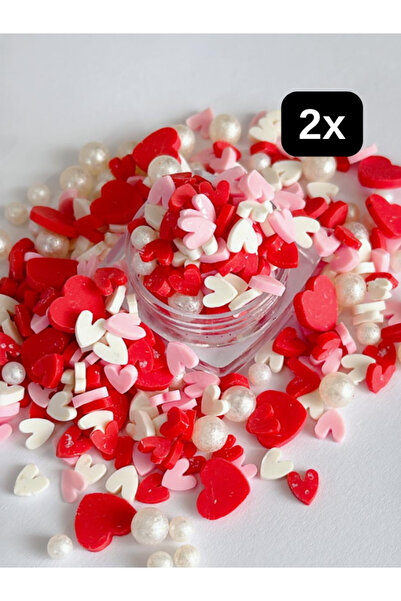 Sirius Hobi Epoksi Polimer Kil Süslemeler (Fimo Dilimleri) Kalpler 8 gr 2x4gr...