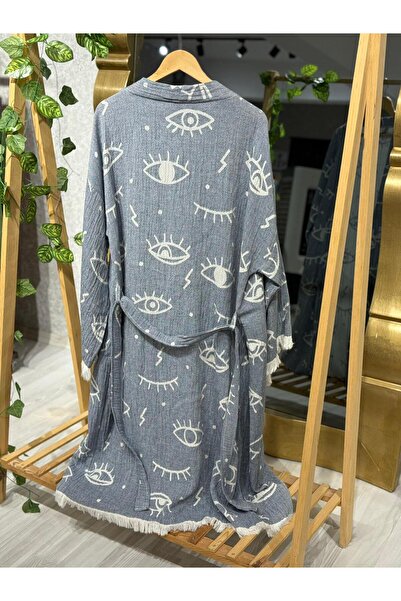 Befera Design Kimono de muselină 100% bumbac Halat de baie cu model de ochi Rochie caftan