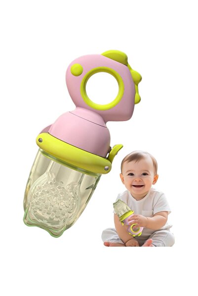 Flippy Fruit Pacifier for Babies, Food-Grade Silicone, 4+ months, 12.4x5.1x4.7 cm, Pink/Green
