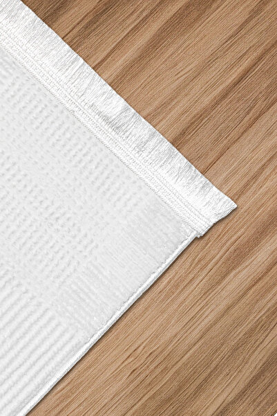 Aden Serni Kadife Dokuma Halı |Kaymaz Tabanlı Makinede Yıkanabilir Halı |Modern Salon Halısı |Beyaz|SNI01