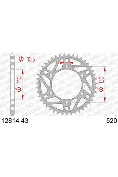 AFAM Pinion spate din oțel 12814 - 520 - 43T (pentru motociclete)