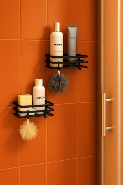 Wirewel Double-Sided Adhesive Bathroom Organizer Shelf, Shower Caddy Shelf wi...