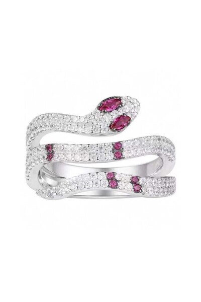 Shiklik MODA خاتم قابل للتعديل على شكل ثعبان مرصع بالحجارة لتكملة أناقتك