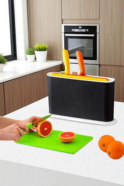 Buclee Multi-Functional Cutting Board Set with Stand Knife Plastic Hygienic Kitchen Chopping Board