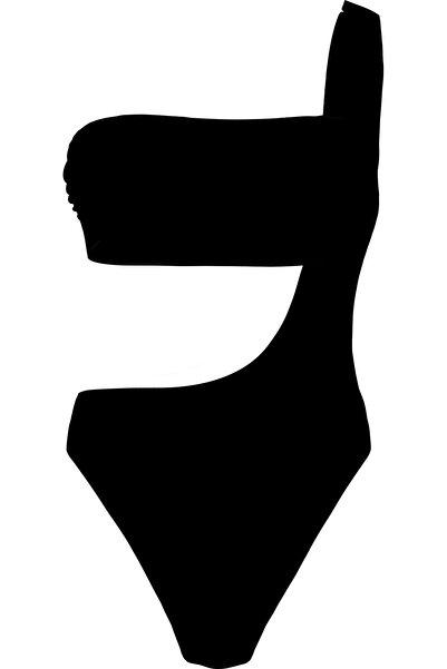 Calvin Klein ONE SHOULDER ONE PIE Kadın Siyah Mayo