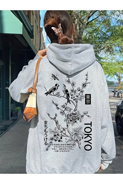 trendypassion Hanorac oversize unisex cu imprimeu Tokyo