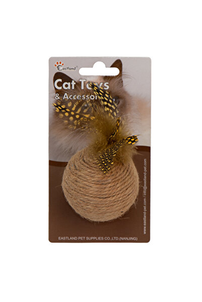 Eastland Straw Feather Rattle Ball - Diameter 6cm