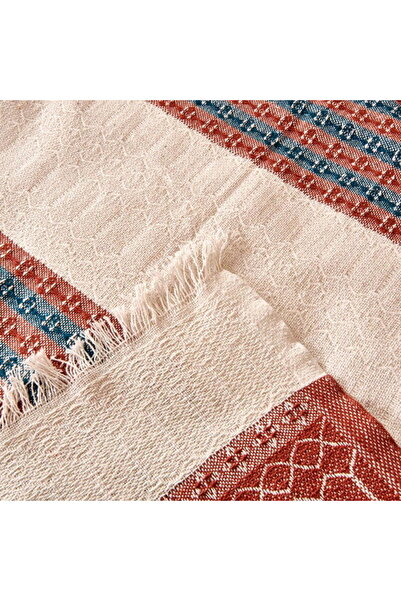 Evidea Soft Maroon Double Bedspread - Ecru / Red - 200X230 cm