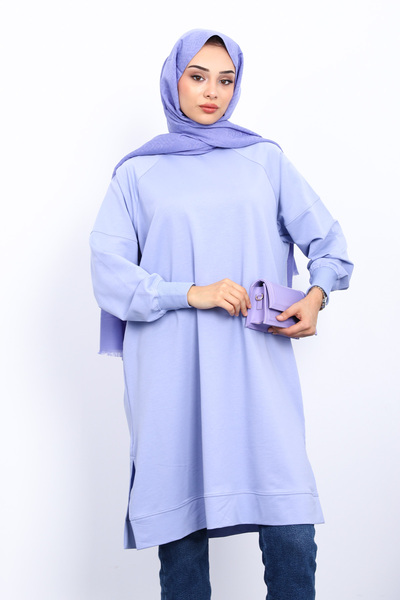 İmajButik Lilac Modal Tunic with Slits on the Sides