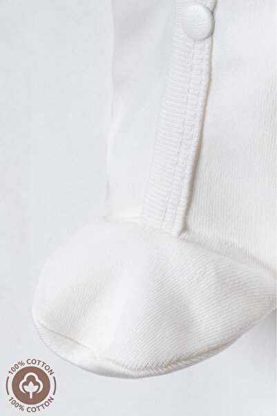 Miniel Unisex Cozy Season Printed 0-6 Months Combed Organic Cotton Baby Romper with Booties