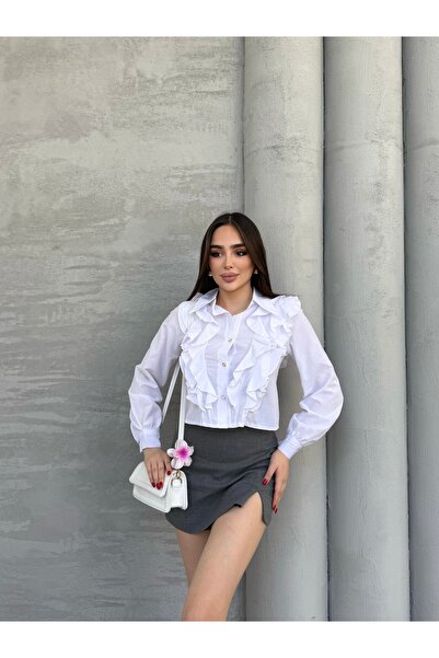 NEW STATION Fırfır detay gömlek