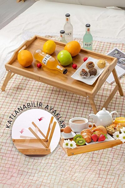 STOREMAX Life Katlanır Ayaklı Portatif Bambu Yatak Koltuk Piknik Keyif Tepsis...