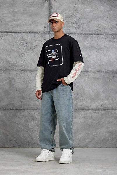 NOMARC Μαύρο φούτερ Goodvısıon με τύπωμα με υπερμεγέθη σχέδιο με μονόχρωμο σχέδιο