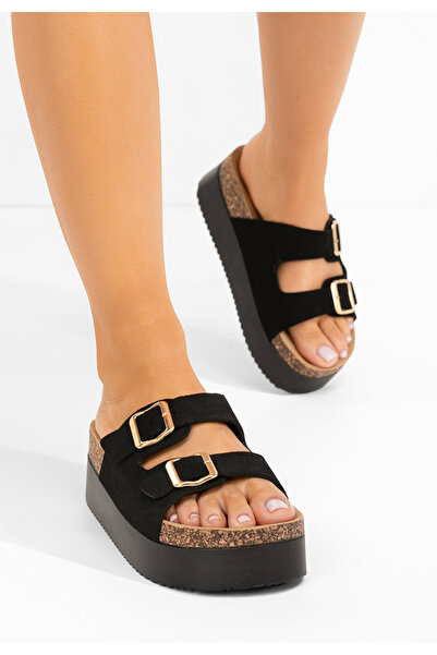 B T Shoes Čierne šlapky na platforme Edenia