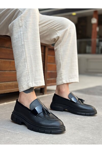 Lavish Gold BA0240 حذاء رجالي ذو نعل أسود كلاسيكي لامع