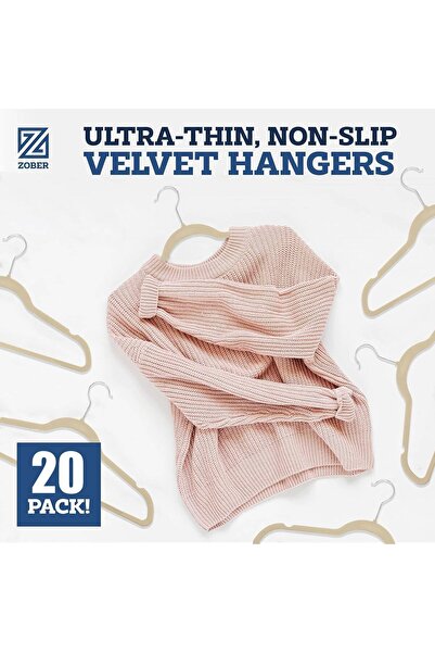 ZOBER Non-Slip Velvet Hangers – Ultra Thin Space-Saving Suit and Clothes Hangers with 360° Swivel