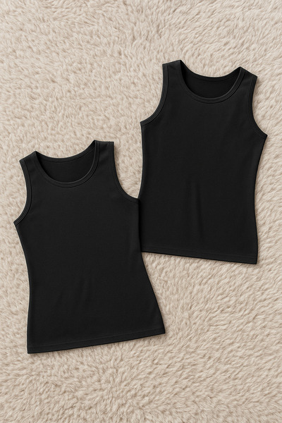 QKK Women's Zero Sleeve Cotton Lycra Combed Cotton 2-Piece Undershirt Q6K0K0T6Ka