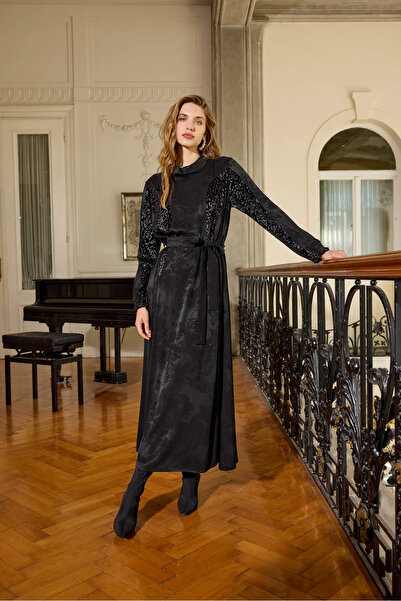 MissWhence Jacquard Cupro Dress 38801 Black