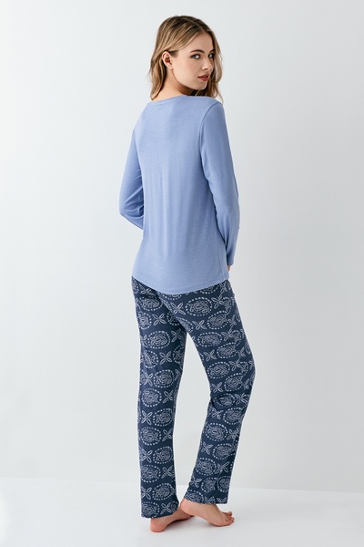 Arnetta Kadın 3 Düğmeli İndigo Pijama Takımı