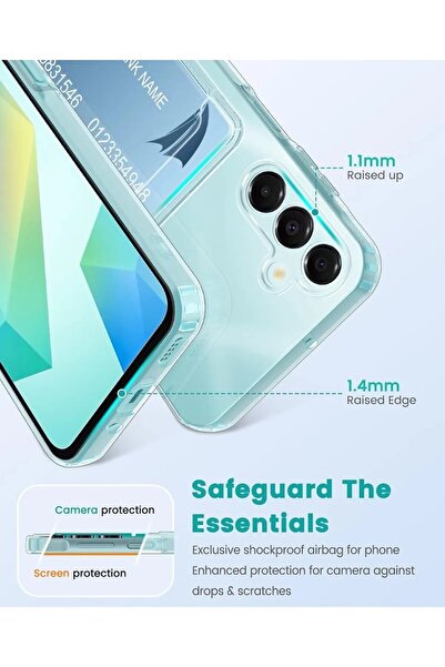 m.tk moveteck Samsung Galaxy A17 Kılıf Arkası Şeffaf Kartlık Bölmeli Cüzdanlı Kartvizitli Yumuşak Silikon Kapak