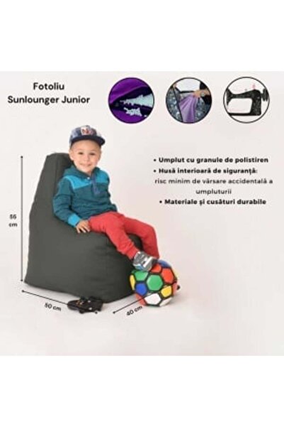 Pufrelax Fotoliu tip Scaun Sunlounger Junior, Material Piele ecologica - Roz