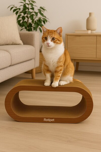 Rotipet Theta Cardboard Cat Scratching Walnut Large