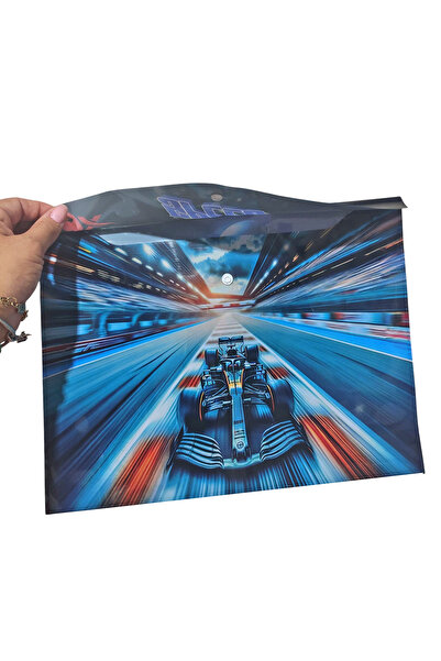 Limmy Car Racing Pattern Snap Envelope File - 1 Piece