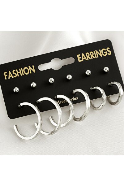 ZERO LAND Techmrt 12 Pieces Crushed Ring (220437) Earring-Silver Color