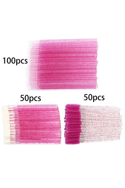 choice2 مجموعة فرش نايلون وردية مكونة من 200 قطعة للاستخدام مرة واحدة، وعصي ماسكارا، وفرش شفاه، وفرشاة دقيقة، ومسحة للعينين