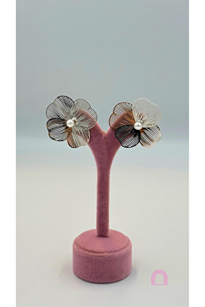 Moond Accessories Steel Silver Flower Patterned Earrings