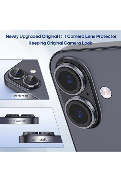 Lopard iPhone 17/16/16 Plus Kamera Koruyucu Gece Çekim Destekli Premium Safir Lens Koruma Parlak Temperli C