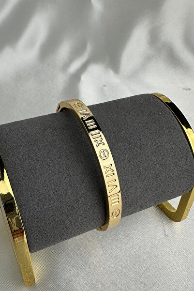 Modex Roman Numeral Detail Metal Bracelet (Inner Diameter: 6cm)