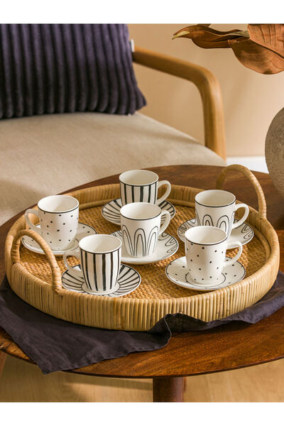 LC Waikiki UZG Store'dan Stilinizi Oluşturun | Baskılı 3 Kişilik Kahve Fincan Takımı 90 ml