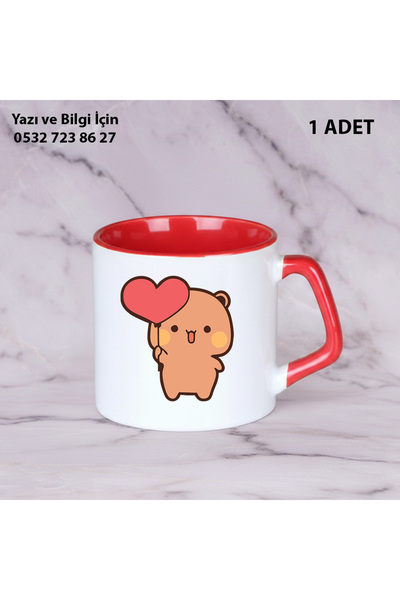 Ceymas Hediyelik Bubu Dudu Designed Single Mug with Name and Text Can Be Written on It, Colorful Mug1. Quality Printing