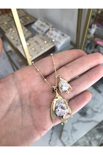 the ASEL İNCİ قلادة على شكل سمكة من الحجر الكبير