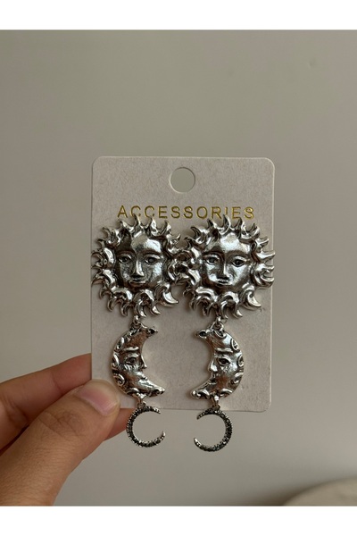 LUXSTONE Sun Moon Silver Brand Earrings