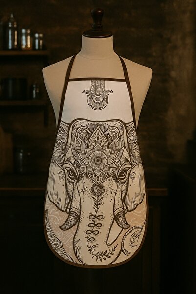 Limon Soft مريلة مطبخ مطبوعة رقميًا مقاومة للماء ومقاومة للبقع على شكل فيل