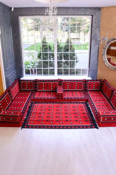 BAKIRÖZÜ HOME Şark Köşesi Takımı Yemen Modeli Koltuk Takımı Sünger Dahil 15 P...