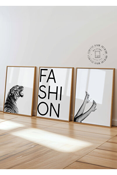 DES VU PRINT 3'lü Fashion Temalı Poster Seti, Çerçevesiz Siyah Beyaz Poster Seti
