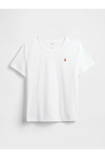 GAP Kadın Beyaz Organik Pamuk VintageSoft Brannan Bear T-Shirt