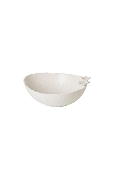 Malooki Ceramic Bowl with Wavy Edges and Relief Flowers – Elegant for Serving and Decoration