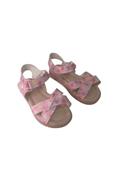 Ponchiq Pink Heart Detailed Girls' Sandals