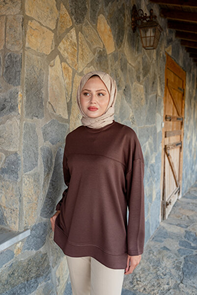 LOCCO Women's Oval Cut Tunic Brown