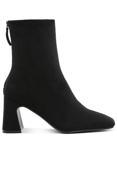 london Rag حذاء نسائي بكعب مربع من الألياف الدقيقة باللون الأسود