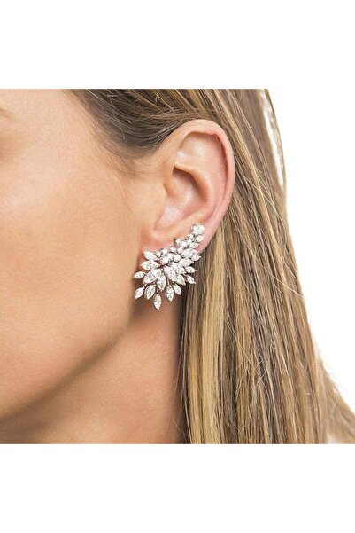 Pursehuit Cercei de culoare argintie, formă de aripă, cu pietre de zirconiu, Maick C19